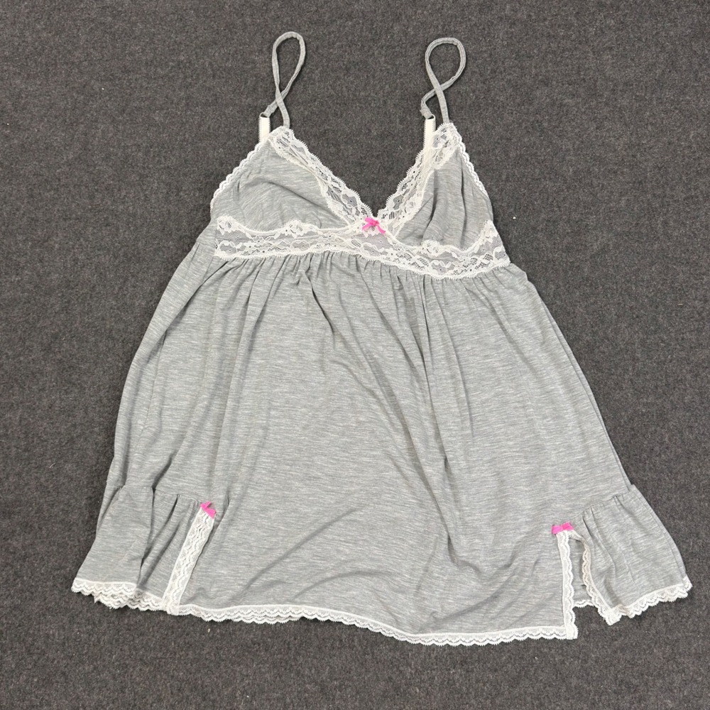 Victoria's Secret Gray Lace Trim Babydoll Chemise Sleepwear Small 10841734